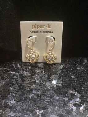 Piper Gold Floral Cubic Zirconia Drop Earrings